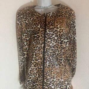 Investments Animal Print Sequin Jacket Size XL